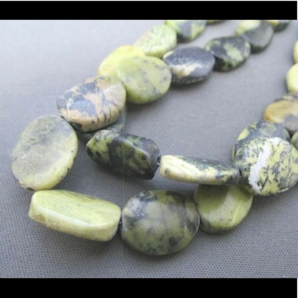 Vintage Sterling Double Strand Chunky Oval Fuchcite Necklace - Picture 7 of 10